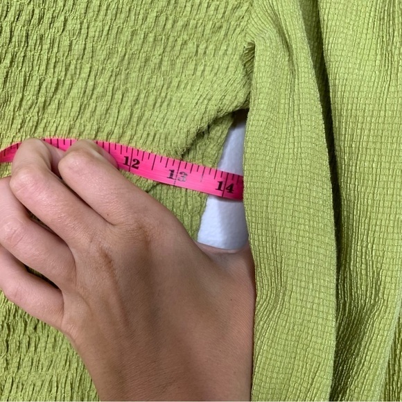 Anthropologie ruched yellow green long sleeve top - Picture 11 of 11